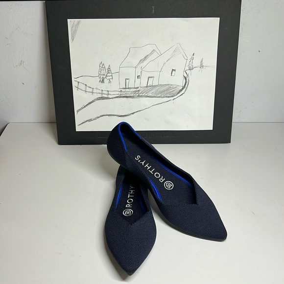 Rothy's The Point in Navy Blue Pointed Toe Ballet Flats Women’s Size 6
